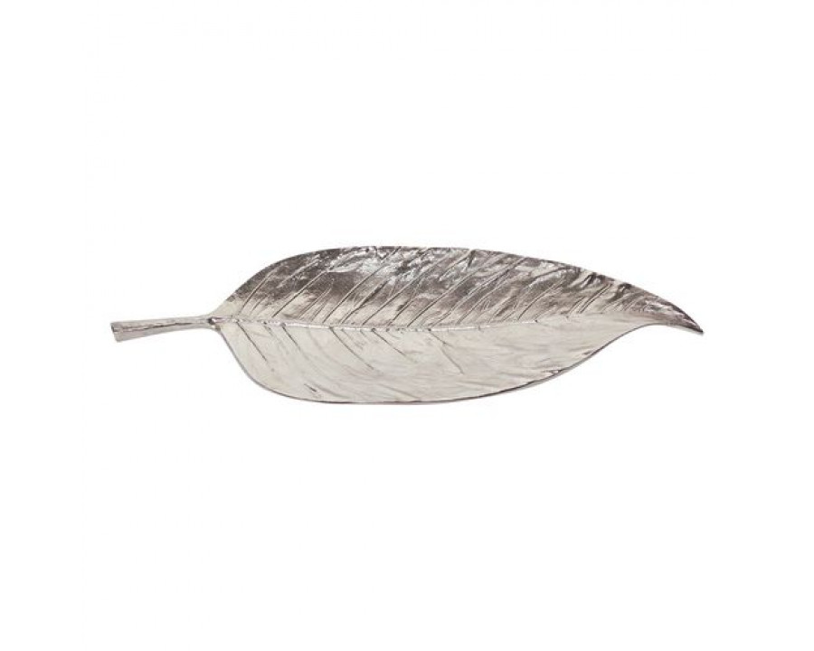 Sagebrook - 26" Metal Leaf Platter in Silver