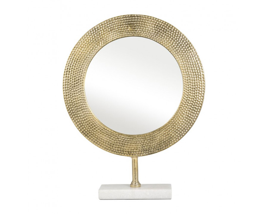 Sagebrook 21" Metal Hammered Mirror On Stand - Gold