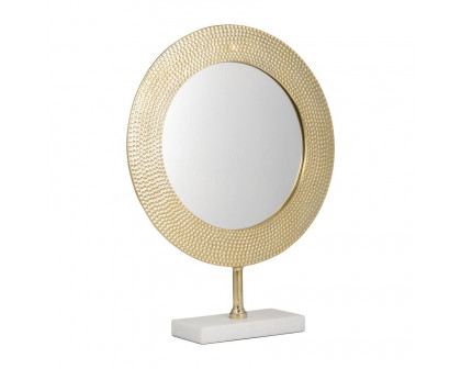 Sagebrook™ 21" Metal Hammered Mirror On Stand - Gold