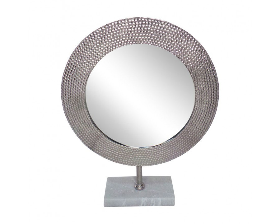 Sagebrook 21" Metal Hammered Mirror On Stand - Silver