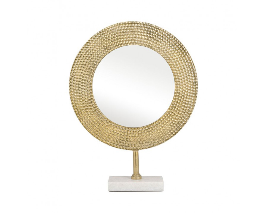 Sagebrook 19" Metal Hammered Mirror On Stand - Gold