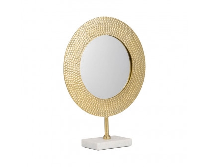 Sagebrook™ 19" Metal Hammered Mirror On Stand - Gold