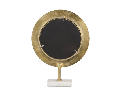 Sagebrook™ 19" Metal Hammered Mirror On Stand - Gold