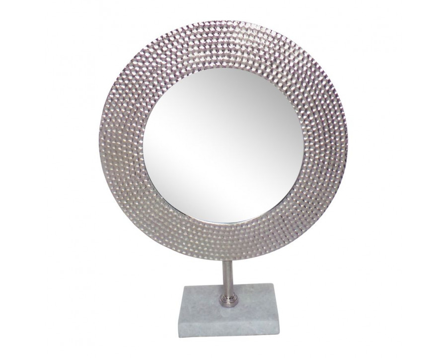 Sagebrook 19" Metal Hammered Mirror On Stand - Silver