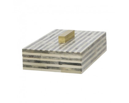 Sagebrook - 9" Bone Rectangular Box in Light Gray/Gold