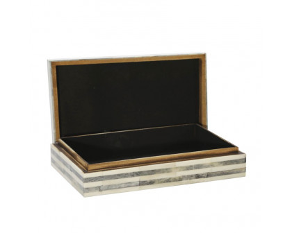 Sagebrook - 9" Bone Rectangular Box in Light Gray/Gold