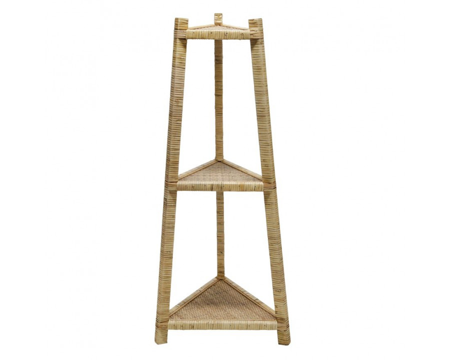 Sagebrook - Wood/Rattan Corner Triangle Shelf