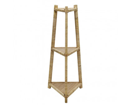 Sagebrook - Wood/Rattan Corner Triangle Shelf