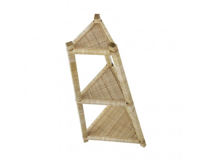 Sagebrook - Wood/Rattan Corner Triangle Shelf