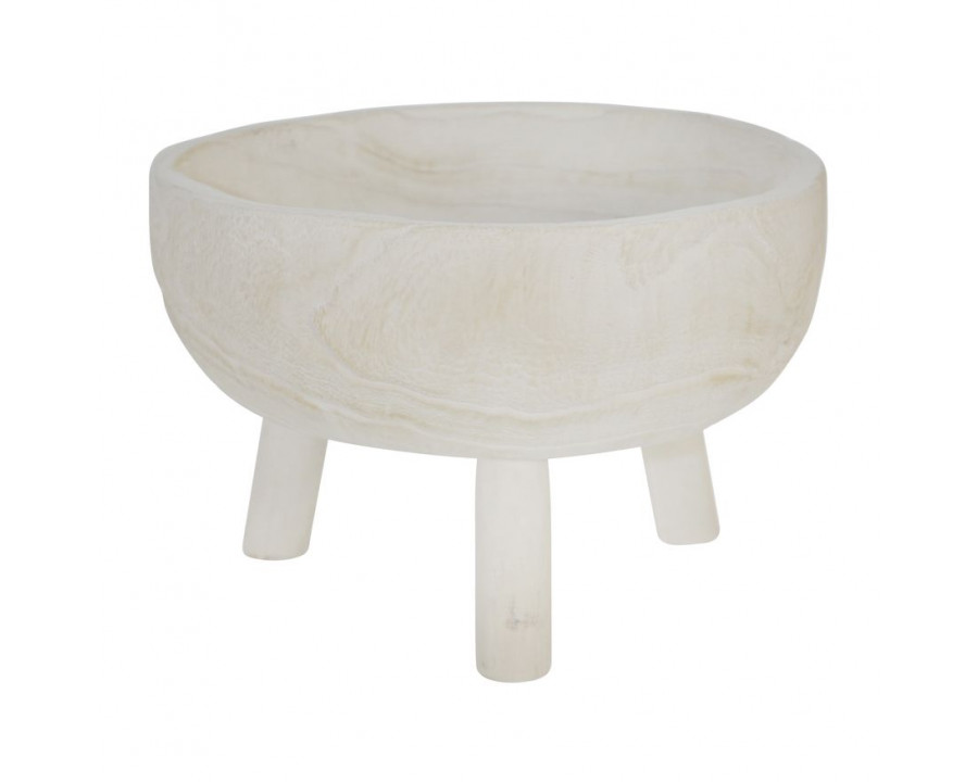 Sagebrook 11" Wood Bowl With Legs - White