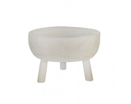 Sagebrook 11" Wood Bowl With Legs - White