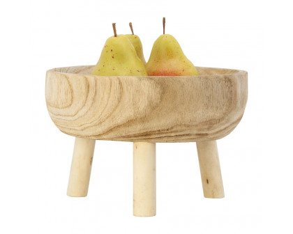 Sagebrook 11" Wood Bowl With Legs - Natural