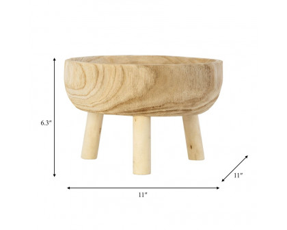 Sagebrook 11" Wood Bowl With Legs - Natural