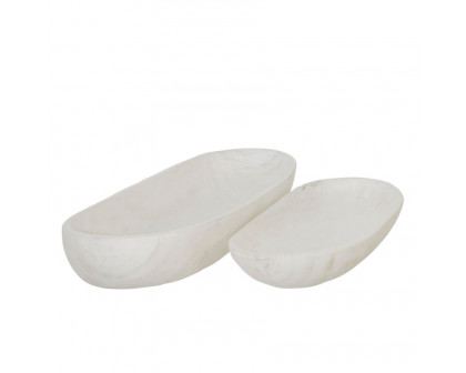 Sagebrook 18"/24" Wood Decor Plates (Set Of 2) - White