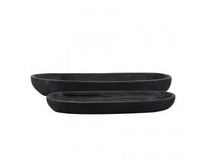 Sagebrook 18"/24" Wood Decor Plates (Set Of 2) - Black