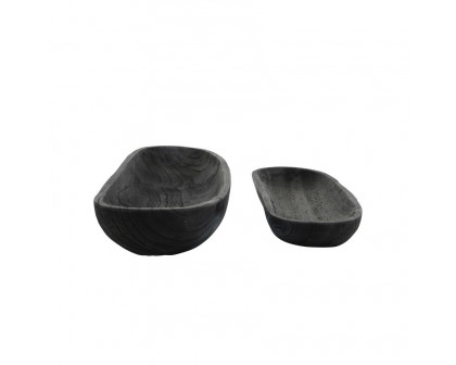 Sagebrook 18"/24" Wood Decor Plates (Set Of 2) - Black