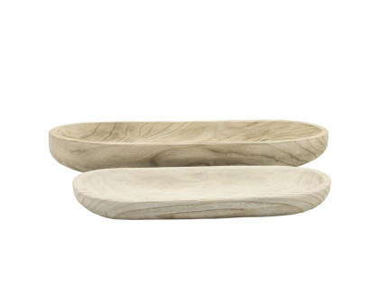 Sagebrook 18"/24" Wood Decor Plates (Set Of 2) - Natural