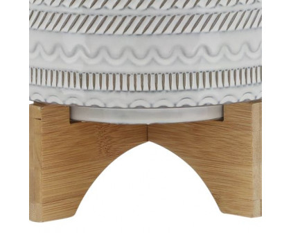 Sagebrook™ 8" Tribal Planter With Wood Stand - Beige