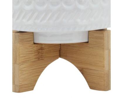 Sagebrook 5" Tribal Planter With Wood Stand - White