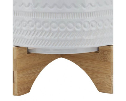 Sagebrook™ 10" Tribal Planter With Wood Stand - White