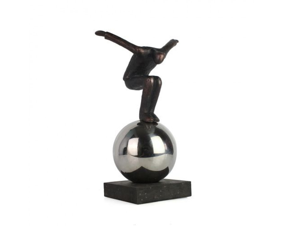 Sagebrook - 12" Metal Balancing Man On Sphere in Bronze