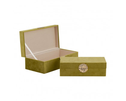 Sagebrook 10"/12" Wood Box With Medallion (Set Of 2) - Olive/Gold