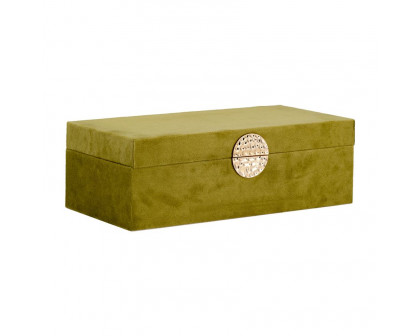 Sagebrook 10"/12" Wood Box With Medallion (Set Of 2) - Olive/Gold