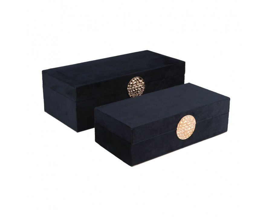 Sagebrook 10"/12" Wood Box With Medallion (Set Of 2)