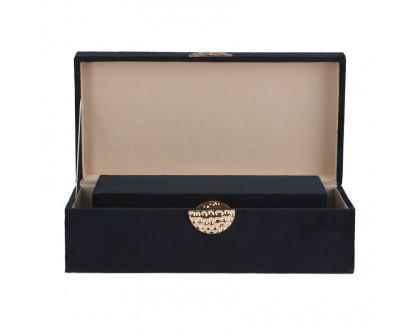 Sagebrook 10"/12" Wood Box With Medallion (Set Of 2) - Navy/Gold