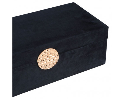 Sagebrook 10"/12" Wood Box With Medallion (Set Of 2) - Navy/Gold