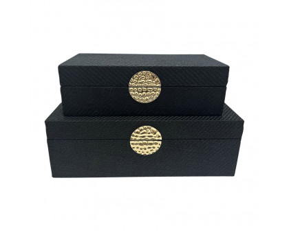 Sagebrook 10"/12" Velveteen Box With Medallion (Set Of 2)