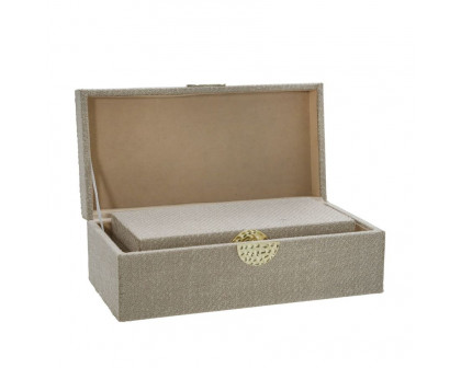 Sagebrook 10"/12" Wood Box With Medallion (Set Of 2) - Ivory/Gold