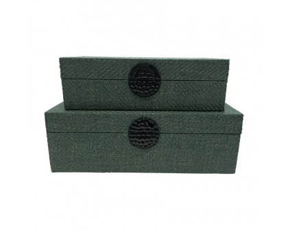 Sagebrook 10"/12" Velveteen Box With Medallion (Set Of 2)