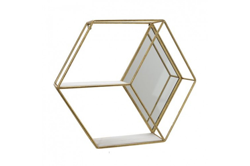 Sagebrook™ Metal/Wood Hexagon Mirrored Wall Shelf - Gold