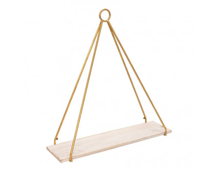 Sagebrook - Metal/Wood Triangle Shelf (Set Of 2) in White/Gold