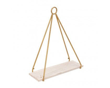 Sagebrook - Metal/Wood Triangle Shelf (Set Of 2) in White/Gold