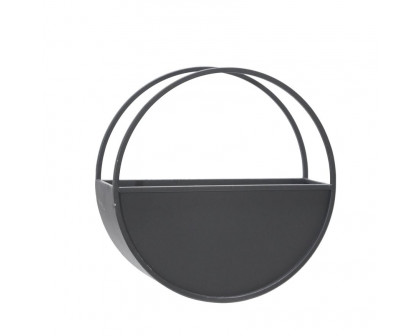 Sagebrook 9"/12" Metal Round Wall Planters (Set Of 2) - Black