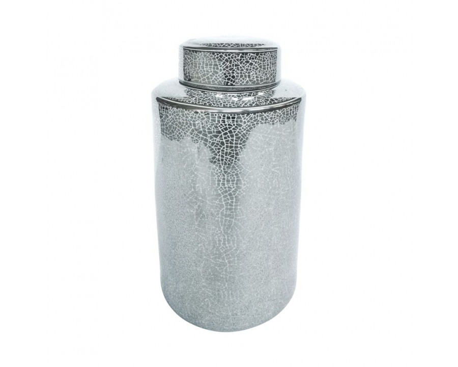 Sagebrook 16" Ceramic Jar - Crackle Silver