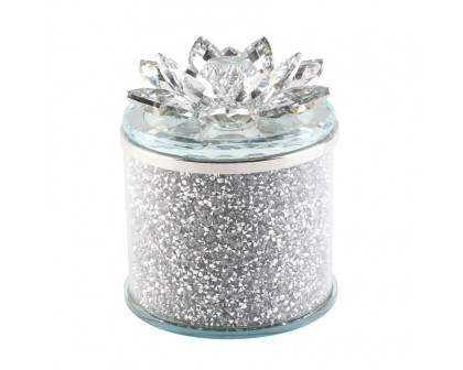 Sagebrook 5" Crystal Round Lotus Box