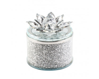 Sagebrook 5" Crystal Round Lotus Box