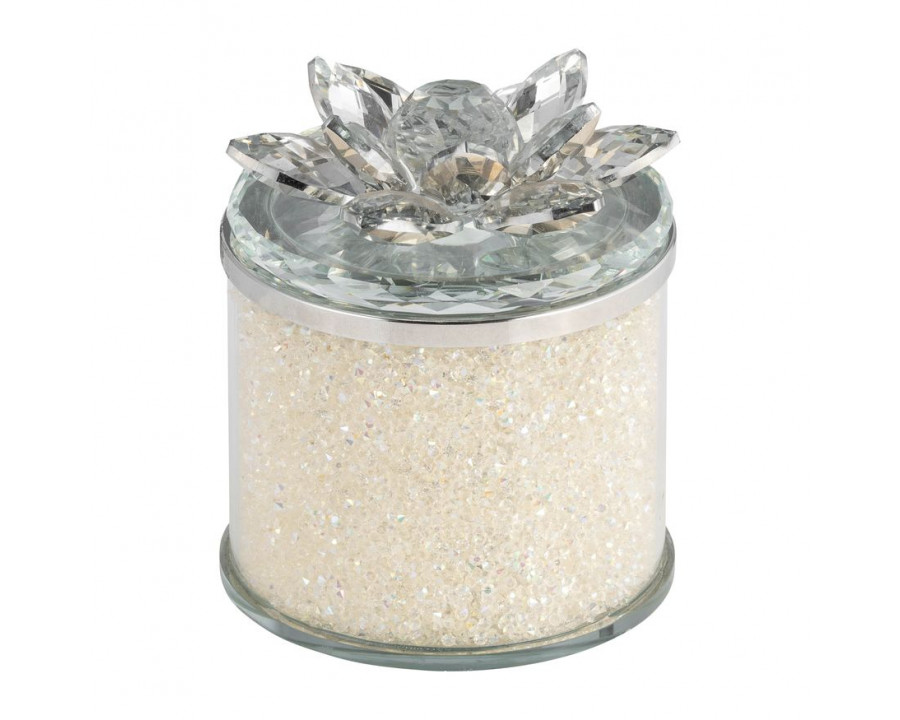 Sagebrook 5" Crystal Round Lotus Box - Clear