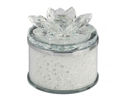 Sagebrook 5" Crystal Round Lotus Box