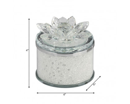 Sagebrook 4" Crystal Round Lotus Box - Clear