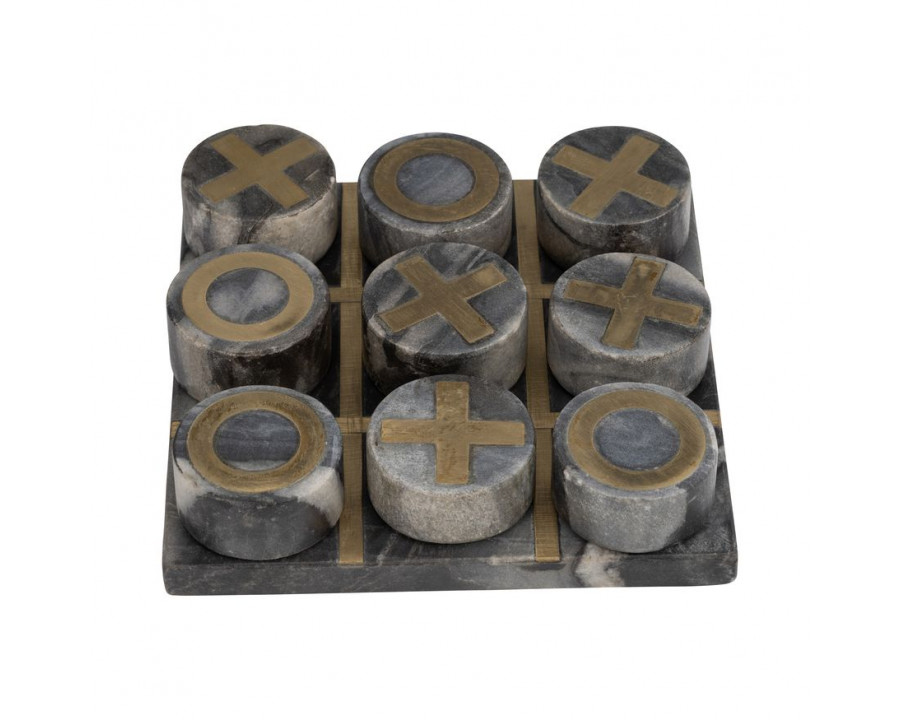 Sagebrook 7"x7" Marble Tic-Tac-Toe - Black/Gold