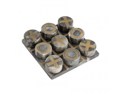 Sagebrook 7"x7" Marble Tic-Tac-Toe - Black/Gold