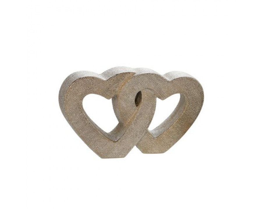 Sagebrook - 10" Ceramic Double Heart Table Decor in Champagne