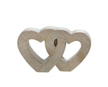 Sagebrook - 10" Ceramic Double Heart Table Decor in Champagne