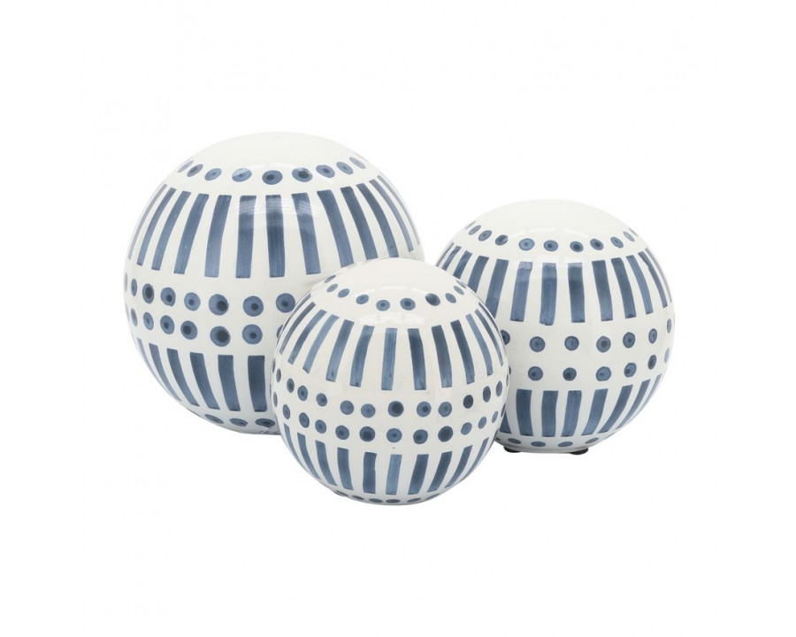 Sagebrook 6"/5"/4" Ceramic Orbs (Set Of 3) - Navy