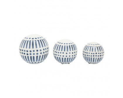 Sagebrook 6"/5"/4" Ceramic Orbs (Set Of 3) - Navy