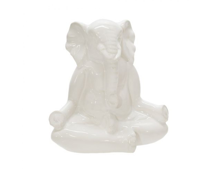 Sagebrook 7" Ceramic Yoga Elephant - White